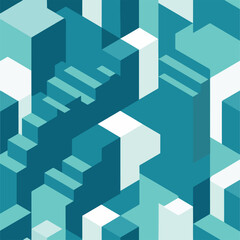Abstract Isometric Cubes and Stairs Pattern.