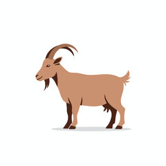 Obraz premium Illustration of a brown goat with curved horns