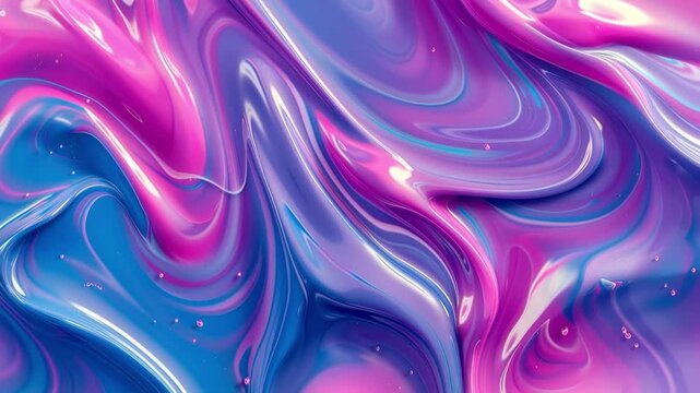 Vibrant pink and blue liquid marble: mesmerizing color flow transformation