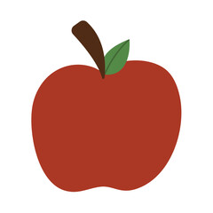 Red Apple Fruit Illustration in Flat Design Style Isolated