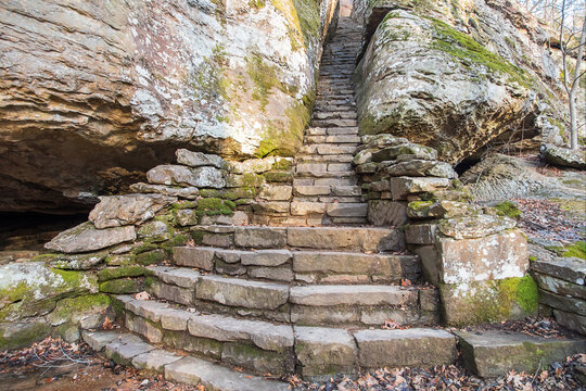 Stone Steps Up the Canyon. Stone steps constructed by the CCC in the mid 20th century.  A beautiful masterpiece of skill.  
