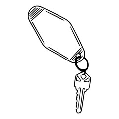 vintage retro motel key fob line art illustration