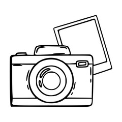 hand drawn digital camera and black photo frame graphic