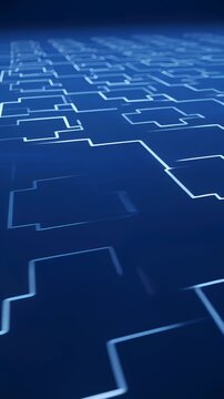 Abstract blue tournament bracket lines glowing in seamless 3D animation loop, illustrating sports competition and technology data flow