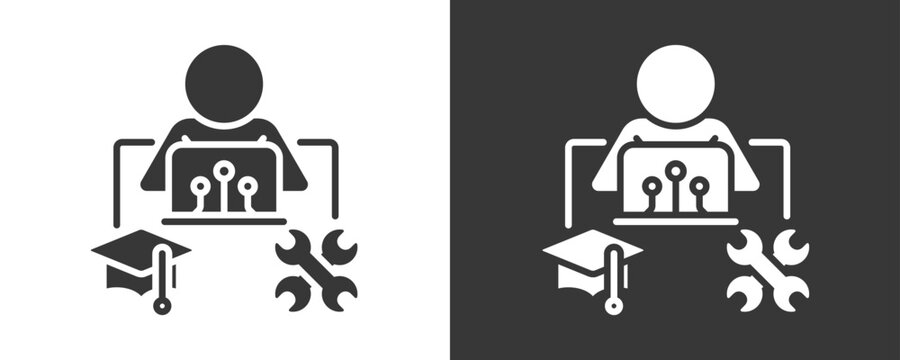 Vocational Icon Set Vector Collection Isolated In Black And White