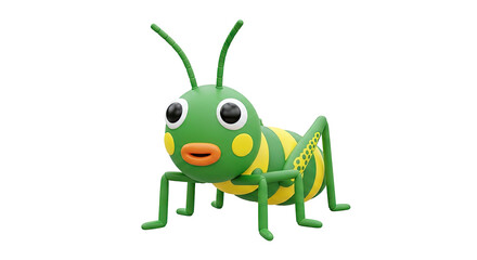 Obraz premium Cute Cartoon Grasshopper 3D Render