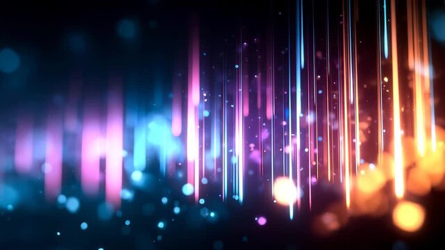幻想的でカラフルな流星のように流れる光の線