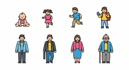 Naklejka premium Diverse group of people representing different ages and stages of life.