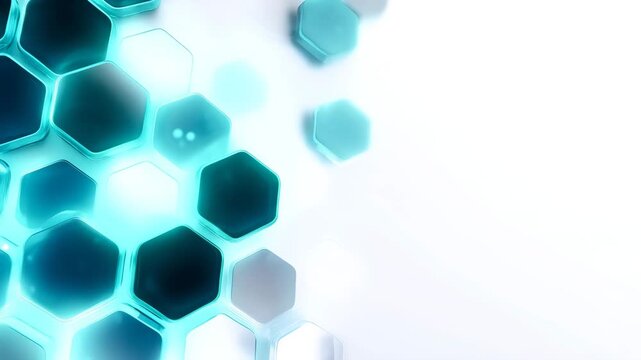 白背景に水色にきらめきながら上下に動くハニカム構造のような六角形の模様