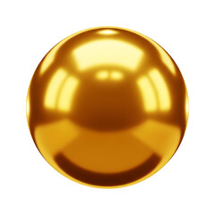 Golden sphere with glossy metallic surface on transparent background, luxury element for premium design and decoration