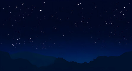 Fototapeta premium night, landscape, vector, illustration, scenery, nature, sky, dark, moonlight, stars, starlight, galaxy, silhouette, mountains, hills, forest, trees, lake, reflection, horizon, clouds, calm, peaceful,