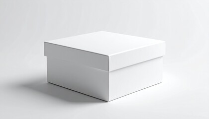 Fototapeta premium Elegant Minimal White Gift Box on White Background