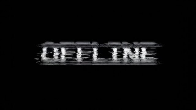 Dynamic offline message with glitches and distorted text effects for digital communication