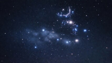Fototapeta premium Orion nebula constellation: bright stars in night sky astronomy.