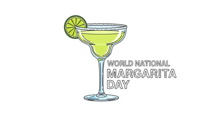 Vector illustration of a margarita cocktail with lime and salt rim on National Margarita Day