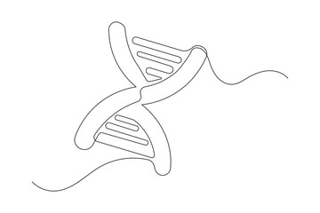 Fototapeta premium Simple outline illustration of dna strand continuous single line art design isolated