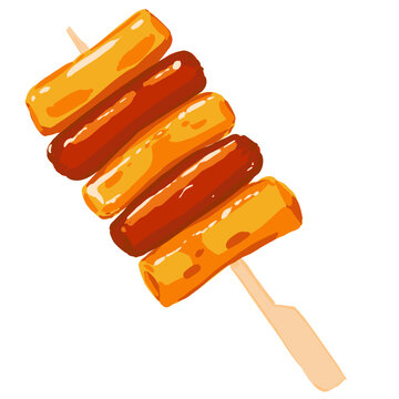 Sotteok Sotteok Korean Street Food Vector Illustration