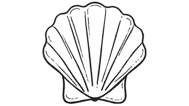 An open scallop seashell with a marine fan shape is an empty nature object isolated on a white background for an ocean beach design concept