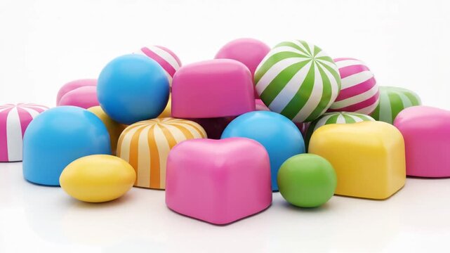 A vibrant basket and bowl overflow with Easter eggs and sweet chocolate candies, featuring a bright mix of pink, blue, and yellow sugar snacks isolated on white