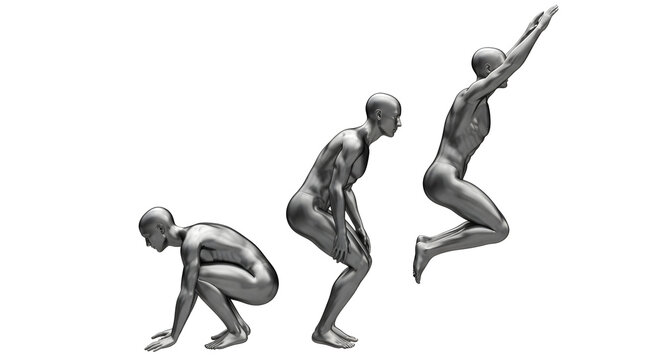 A series of dynamic poses capturing the progression of human action with a focus on form and movement, highlighting the artistry and strength of the human form.