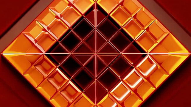 Vibrant Abstract Geometric Orange Cubes Animation.