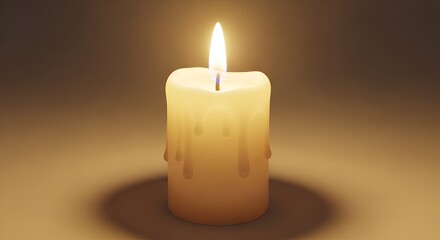 A single lit candle casting a warm glow and soft shadow.