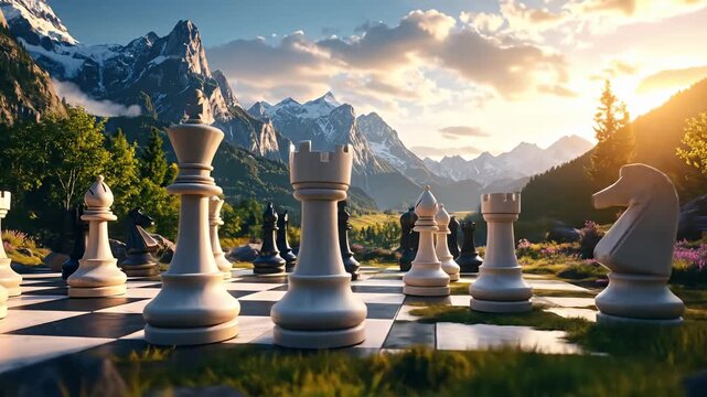 Epic Chess Game in Nature - A Strategic Battleground.