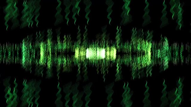 Green and yellow squiggles animate across black background
