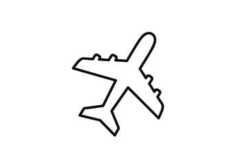 Obraz premium Airplane Line Art Icon - Simple Silhouette for Travel and Aviation Concepts