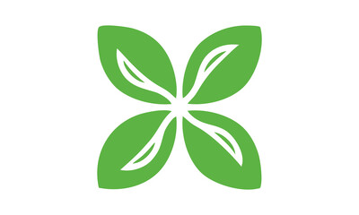 green four leaf clover logo vector 