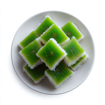 Traditional Kuih Seri Muka Dessert on Plate