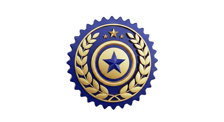 Gold and Blue Star Emblem with Laurel Wreath