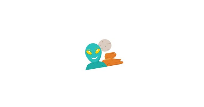 Alien Head Cartoon from Outer Space
