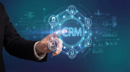 Fototapeta premium Businessman interacting with crm customer relationship management concept 