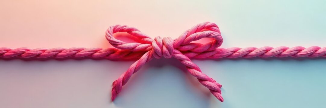 Close-up shot of a tightly tied string bow, isolated, image, simple, cord