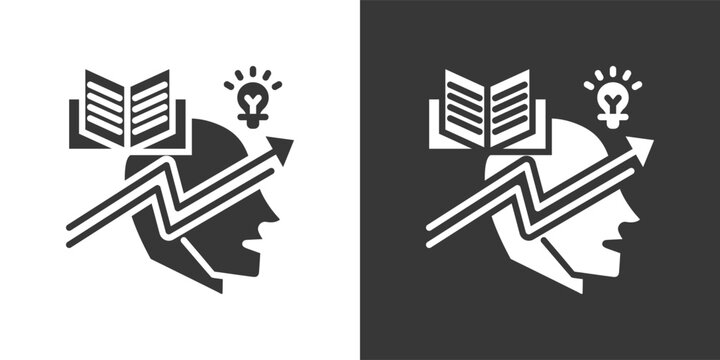Personal Development Icon Set In Black And White Glyph Vector Illustration