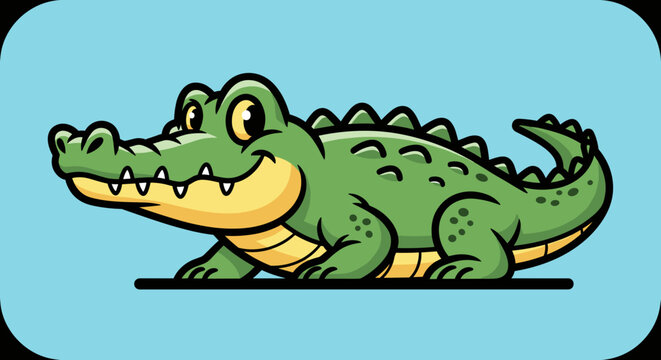 Cartoon Alligator Illustration with Green Scales.
