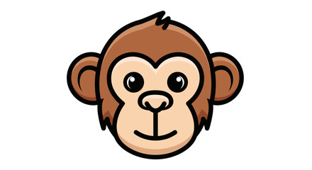 Obraz premium Cartoon Monkey Face Illustration Smiling.