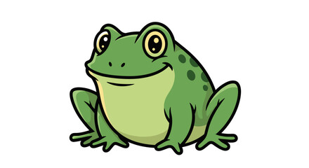 Fototapeta premium Green Cartoon Frog Illustration Sitting Alone.