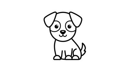 Fototapeta premium Simple Black and White Dog Illustration 1.