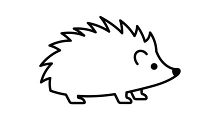 Simple Black and White Hedgehog Illustration 1.