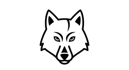 Fototapeta premium Simple Black and White Wolf Head Illustration.
