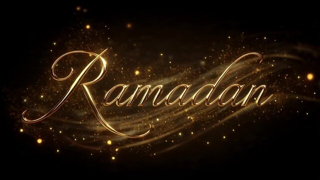 Ramadan Greeting with Golden Calligraphy Animation.