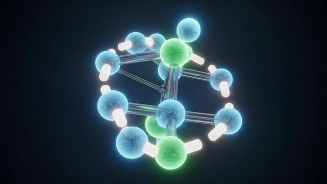 Molecular Dynamics Simulation, Atoms, Lab Environment, 3D Visualization, Science, Close-Up, Innovative Concepts