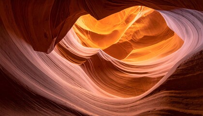 Obraz premium Serene view inside a canyon shows layered sandstone formations and soft, warm light
