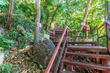 Panoramic nature background (mountains, sea, trees, twilight lights in the sky, waterfront communities), naturally blurred through the wind, seen on tourist spots or scenic spots