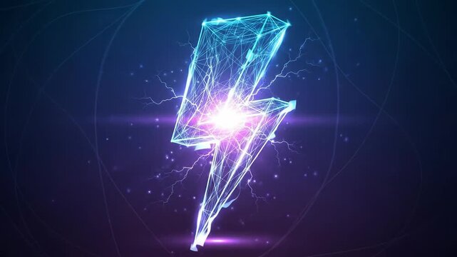 Dynamic Electric Bolt Symbol, Abstract Graphic Design, Digital Art, Futuristic Environment, Vivid Colors, Modern Viewpoint