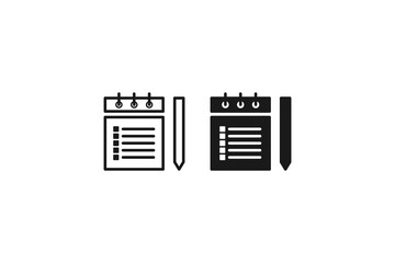 solid and outline icon of notepad