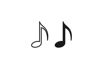 solid and outline icon of sound music note
