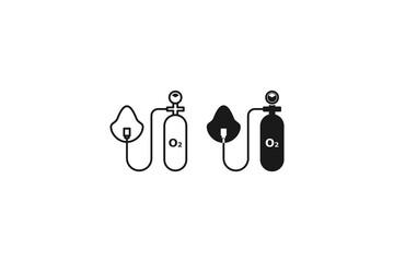 solid and outline icon of oxygen mask respirator